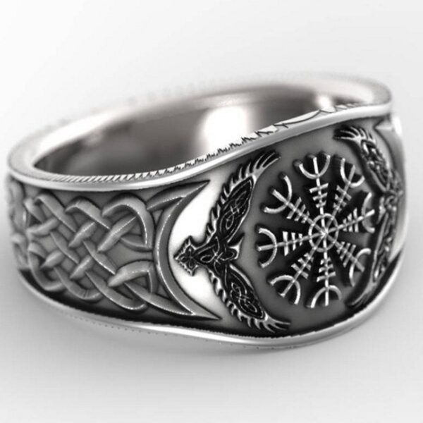 Compass Vintage Doodle Thai Silver Plated Ring